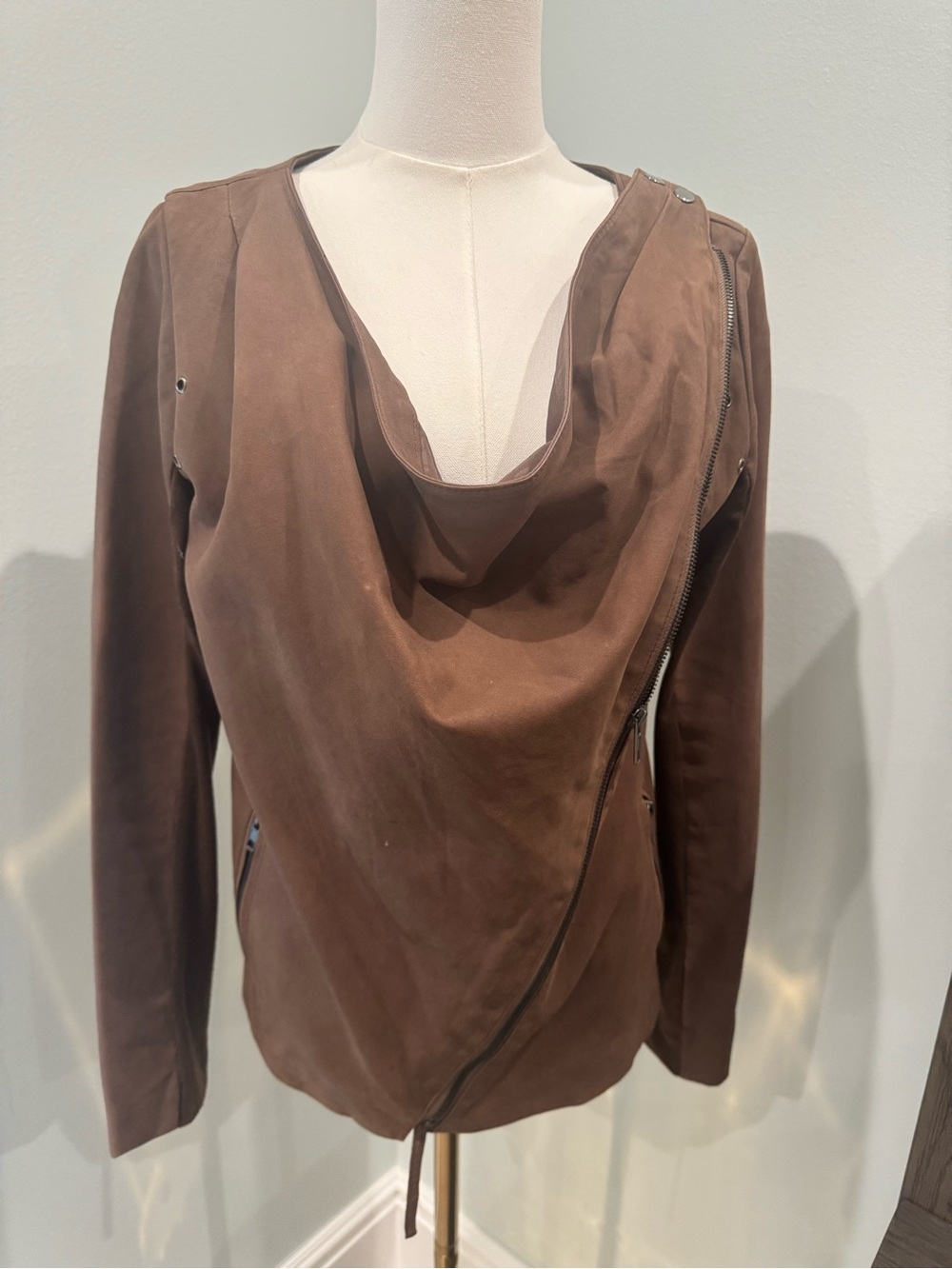 Leather asymmetrical jacket